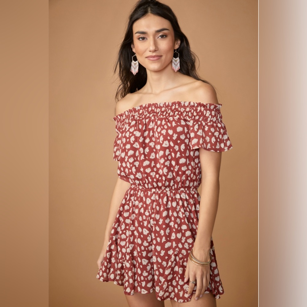 Francesca’s abstract Off The Shoulder Romper BRAND NEW NEVER WORN